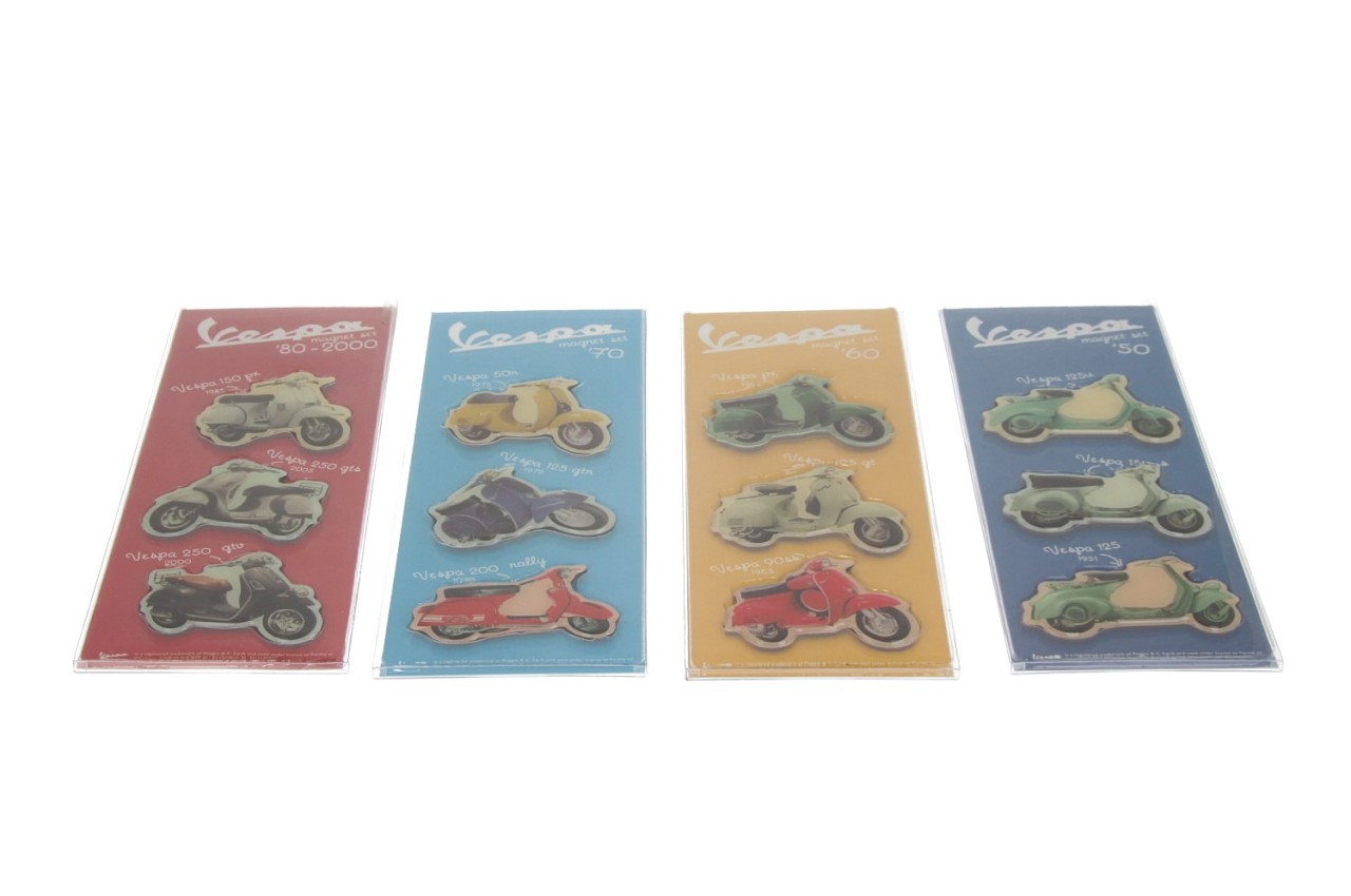 Vespa Magnet Fahrzeuge von 1950 - 2000, 12 Stück